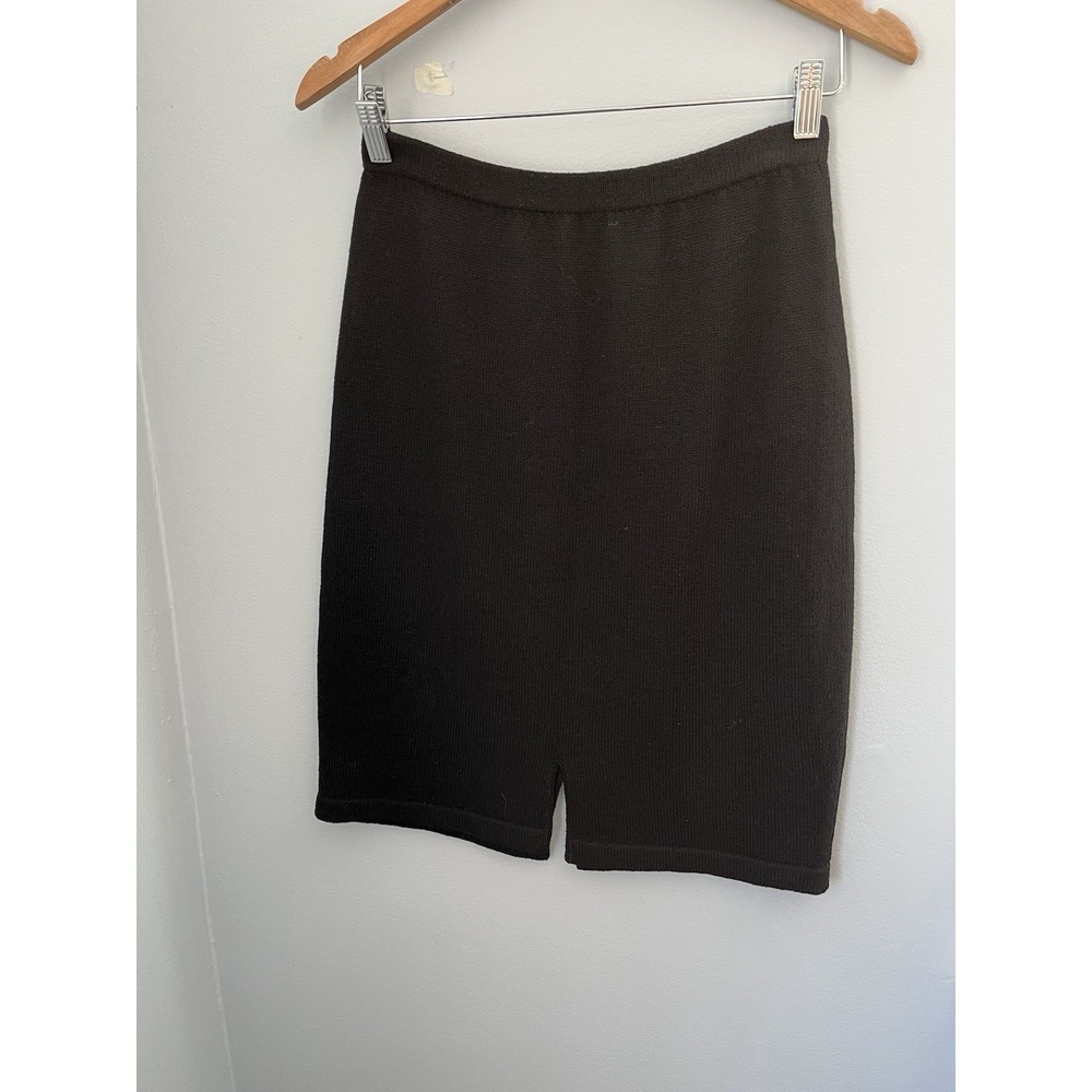 Helen HSU Women's Skirt Size L Black‎ Knit Stretch Knee Length Pull On Pencil